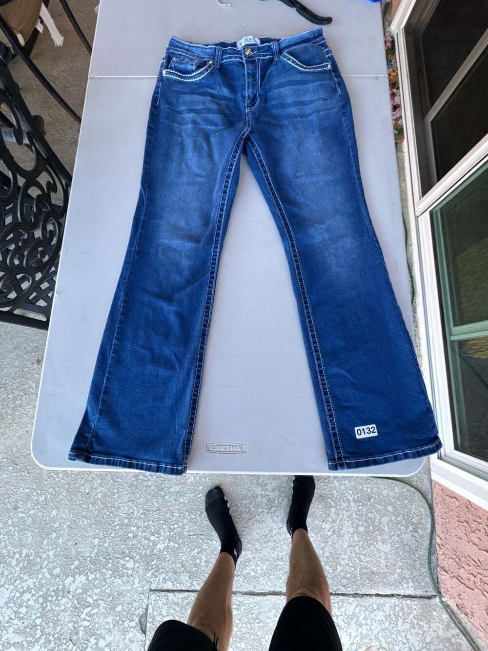 Y Jeans Los Angeles Embellished Bootcut Jeans with Wings and Crystals